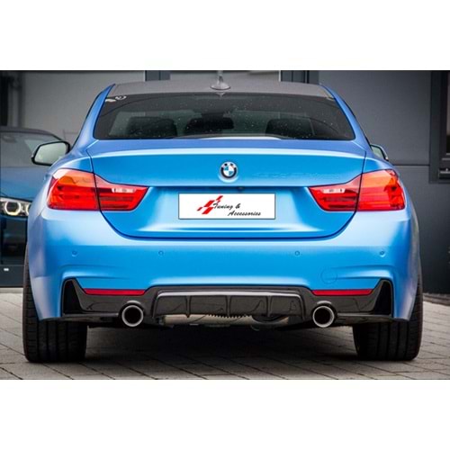 BMW F32 2014+ - Difüzör/Arka, M Performance V1 Stil, Sağ Sol Tekli Çıkış, Piano Black Boyalı Ürün Yüzeyi, ABS