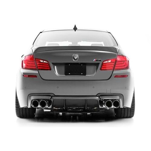 BMW F10 2010+ - Difüzör/Arka, M5 Vorstainer V2 Stil, Sağ Sol Çiftli Çıkış, Piano Black Boyalı Ürün Yüzeyi, ABS