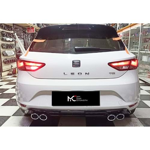 Seat Leon Mk3 2012+ - Difüzör FR V2 Stil Egzos Uçlu, Piano Black Boyalı Ürün Yüzeyi ABS Set