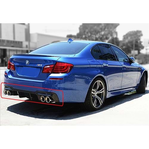 BMW F10 2010+ - Difüzör/Arka M5 Oem V2 Stil , Sağ Sol Çiftli Çıkış, Mat Siyah Boyalı Ürün Yüzeyi, ABS