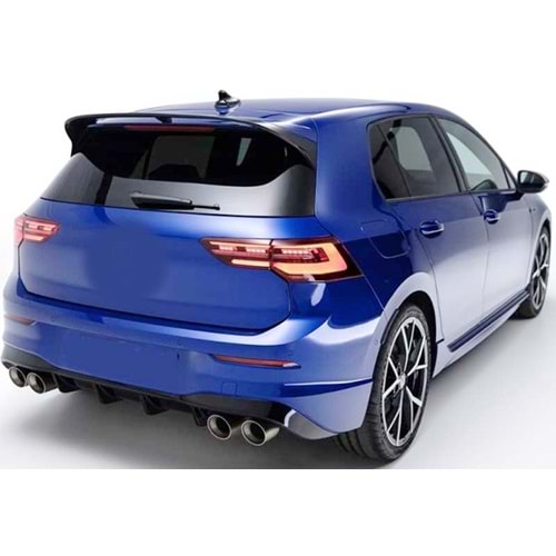 VW Golf Mk8 2019+ - Difüzör/Arka R Stil, Sağ Sol Çiftli Çıkış, Piano Black Boyalı Ürün Yüzeyi, ABS