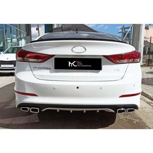 Hyundai Elantra 6 FL 2019+ - Difüzör Sport V2 Stil Krom Egzos Uçlu, Mat Gri Siyah Ürün Yüzeyi ABS Set