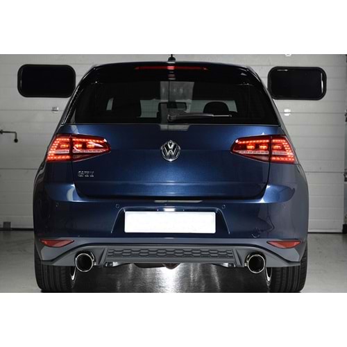 VW Golf Mk7 2012+ - Difüzör/Arka, GTI V2 Stil, Sağ Sol Tekli Çıkış, Piano Black Boyalı Ürün Yüzeyi, ABS