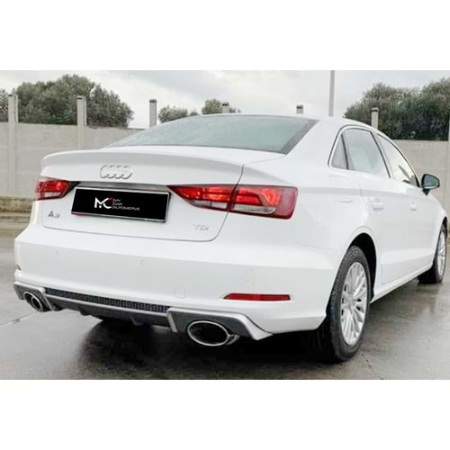 Audi A3 8V SD 2012+ - Difüzör RS3 Std. Tmpn. Krm. Egz. Ucu, Mat Gri ABS