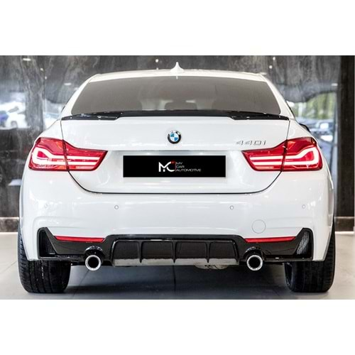 BMW F32 2014+ - Difüzör M Performance Stil Sağ Sol Tekli Çıkış, Piano Black ABS