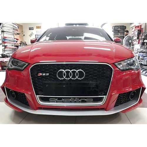 Audi A3 8V 2012+ - Panjur RS3 Stil, Krm. Çerçeve Piano Black Izgara ABS