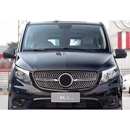 M. Benz W447 2014+ - Panjur Diamond Stil, Piano Black Üst Şerit Krm. İç ABS Set