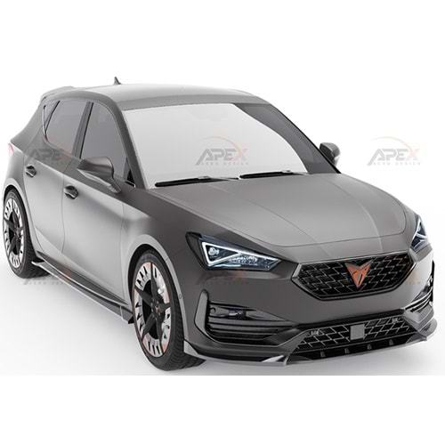Seat Cupra Leon Mk1 2020+ - Tampon Lipi/Ön, A Pex Cupra V1 Style, Piano Black Parlak Ürün Yüzeyi, Vakum