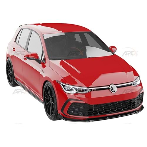 VW Golf Mk8 2019+ - Tampon Lipi/Ön, A Pex+ GTI/R Line V1 Stil, Piano Black Parlak Ürün Yüzeyi, Vakum