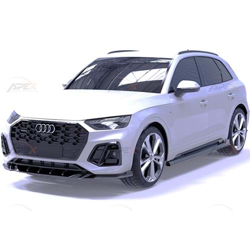 Audi Q5 S Mk2 FL 2021+ - Tampon Lipi/Ön, A Pex S/S Line V1 Stil, Piano Black Parlak Ürün Yüzeyi, Vakum