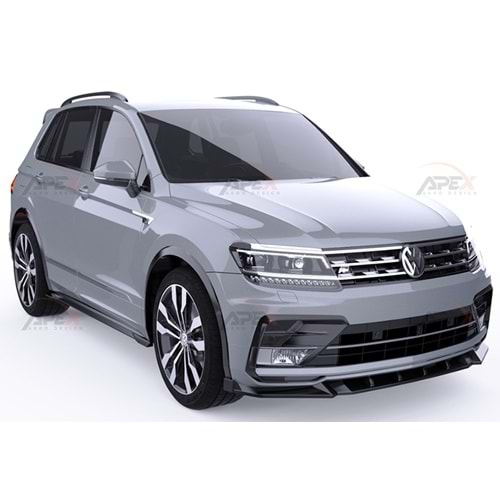 VW Tiguan Mk2 2016+ - Tampon Lipi/Ön, A Pex R/R Line V1 Stil, Piano Black Parlak Ürün Yüzeyi, Vakum