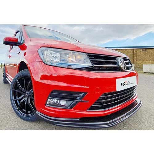 VW Caddy Mk3 FL2 2015+ - Ön Lip A Plus+ V1 Standart Stil, Piano Black Parlak Ürün Yüzeyi Vkm.