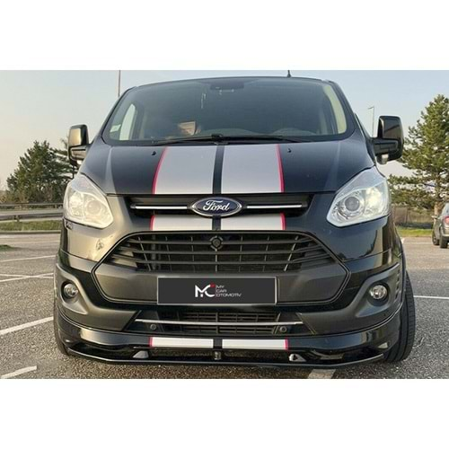 Ford Tran. Custom Mk1 2012+ - Ön Lip A Plus+ Sport V1 Stil, Piano Black Parlak Ürün Yüzeyi, Vkm.