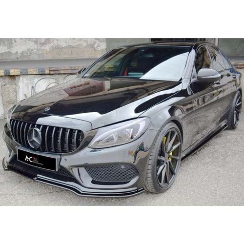 M. Benz W205 2015+ - Ön Lip Max A Plus+ C43 AMG V1 Stil, Piano Black Parlak Ürün Yüzeyi Vkm.