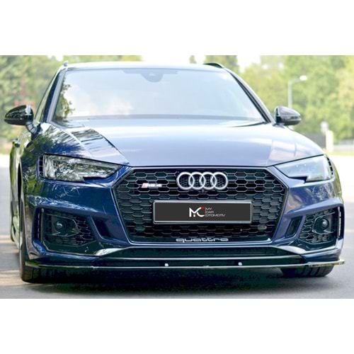 Audi A4 B9 2016+ - Ön Lip Max A Plus+ RS4 V1 Stil, Piano Black Parlak Ürün Yüzeyi Vkm.