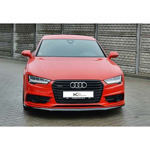 Audi A7 4G8 FL 2014+ - Ön Lip Max A Plus+ S7 S Line V1 Stil, Piano Black Parlak Ürün Yüzeyi Vkm.