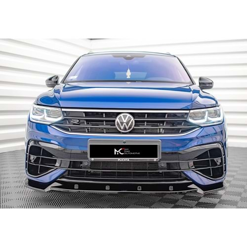 VW Tiguan Mk2 FL 2020+ - Ön Lip Max A Plus+ R/R Line V1 Stil ., Piano Black Parlak Ürün Yüzeyi, Vkm.