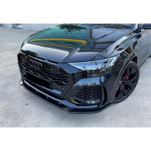 Audi Q8 RS Mk1 2019+ - Ön Lip Max A Plus+ RS V1 Stil, Piano Black Parlak Ürün Yüzeyi Vkm.