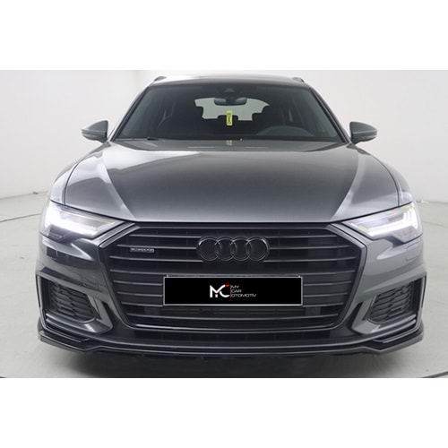 Audi A6 S6 C8 2018+ - Ön Lip A Plus+ S6/S6 Line V2 Stil, Piano Black Parlak Ürün Yüzeyi, Vkm., Set