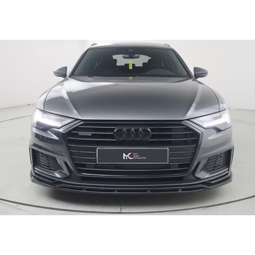 Audi A6 S6 C8 2018+ - Ön Lip A Plus+ S6/S6 Line V3 Stil, Piano Black Parlak Ürün Yüzeyi, Vkm., Set