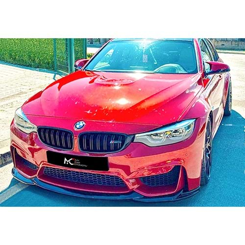 BMW F80 2012+ - Ön Lip A Plus+ M3 V2 Stil, Piano Black Parlak Ürün Yüzeyi, Vkm.