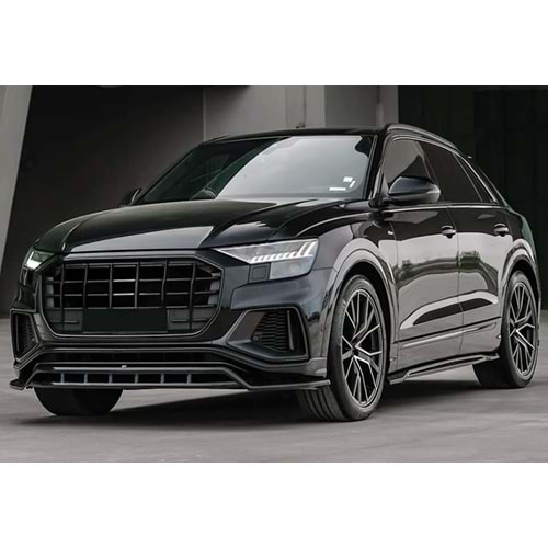 Audi Q8 S Mk1 2019+ - Tampon Lipi/Ön, A Plus S/S Line V1 Stil, Piano Black Parlak Ürün Yüzeyi, Vakum