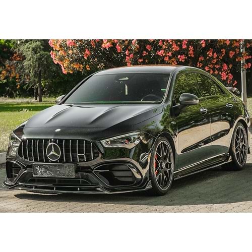 M. Benz C118 CLA45 2019+ - Tampon Lipi/Ön, A Plus CLA45 S Aero Pack V1 Stil, Piano Black Parlak Ürün Yüzeyi, Vakum