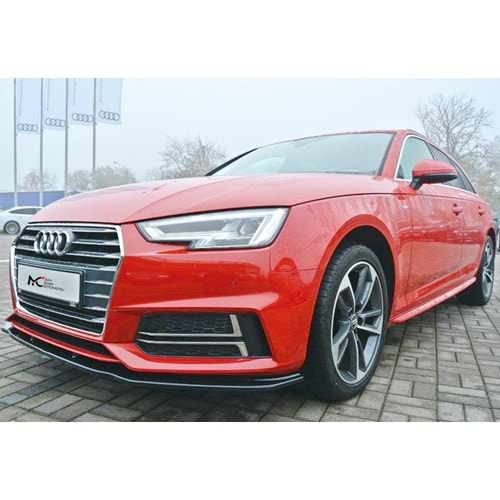 Audi A4 B9 2016+ - Tampon Lipi/Ön, A Plus S4 S Line V2 Stil, Piano Black Parlak Ürün Yüzeyi, Vakum
