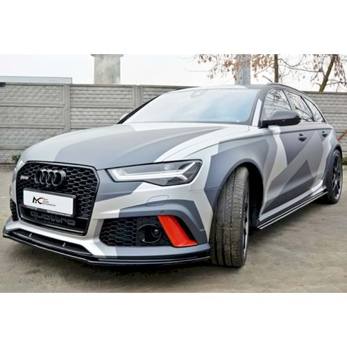 Audi A6 RS6 C7 2011+ - Tampon Lipi/Ön, B Plus RS6 V1 Stil, Piano Black Parlak Ürün Yüzeyi, Vakum.