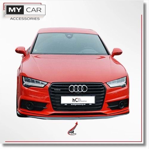 Audi A7 C7 FL 2014+ - Tampon Lipi/Ön, A Plus S7 S Line V1 Stil, Piano Black Parlak Ürün Yüzeyi, Vakum