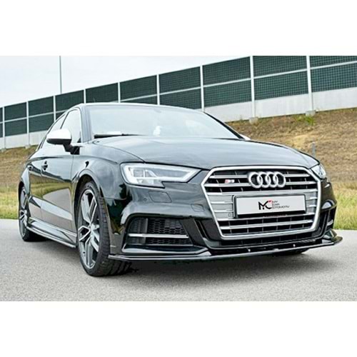Audi A3 8V FL 2017+ - Tampon Lipi/Ön, A Plus S3 S Line V1 Stil, Piano Black Parlak Ürün Yüzeyi, Vakum