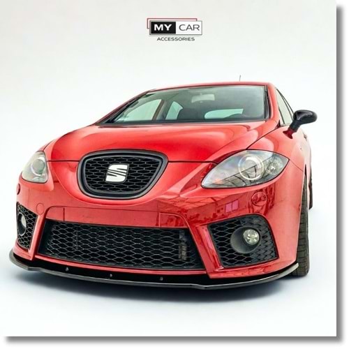 Seat Leon Mk2 2005+ - Tampon Lipi/Ön, A Plus Cupra/FR V1 Stil, Piano Black Parlak Ürün Yüzeyi, Vakum