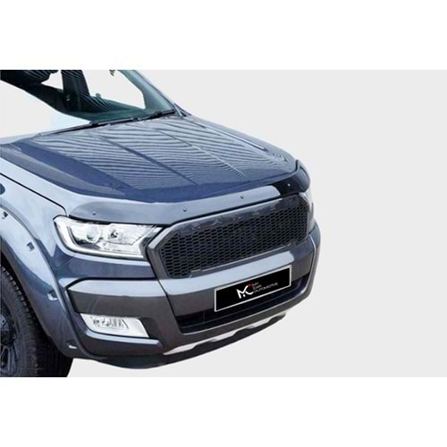 Ford Ranger T6.1 2015+ - Kaput Üzeri Koruma MYC Oem St. Klipsli 4 mm, Piano Black Parlak Ürün Yüzeyi, Akrilik