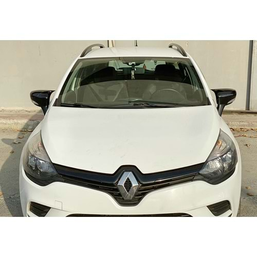 Renault Clio 4 2012+ - Ayna Kapağı Batman V1 Stil Yapıştırma, Piano Black Ürün Yüzeyi ABS Set