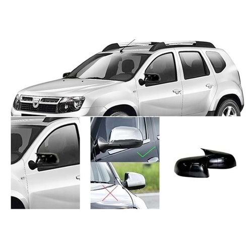 Dacia Duster 1 2009+ - Ayna Kapağı Batman V1 Stil Yapıştırma , Piano Black ABS Set