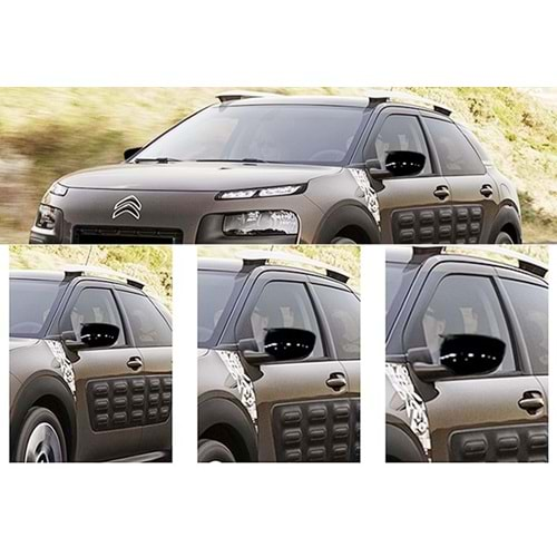 Citroen C4 Cactus 1 2014+ - Ayna Kapağı Batman V1 Stil Yapıştırma , Piano Black ABS Set