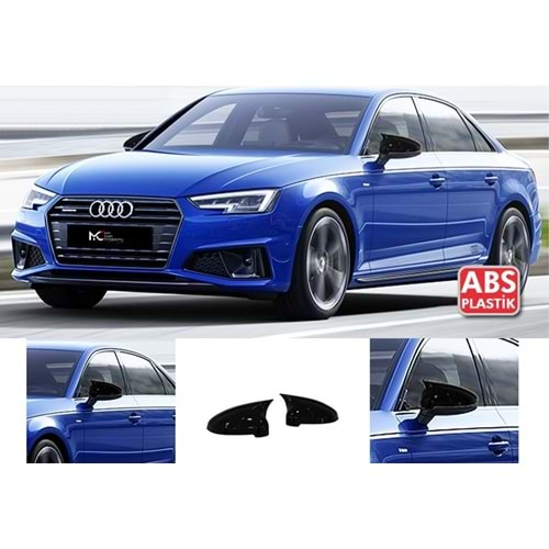 Audi A4 B9 2016+ - Ayna Kapağı Batman V1 Stil Yapıştırma , Piano Black ABS Set