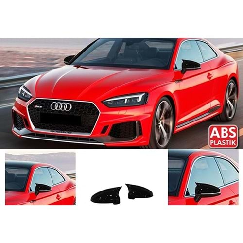 Audi A5 B9 2016+ - Ayna Kapağı Batman V1 Stil Yapıştırma , Piano Black ABS Set