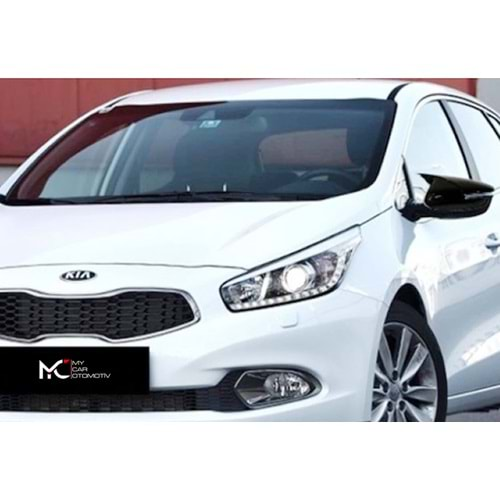 Kia Ceed 2012+ - Ayna Kapağı Batman V1 Stil Yapıştırma , Piano Black ABS Set