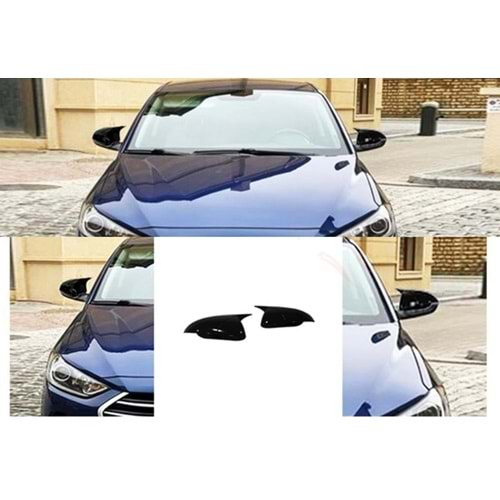 Hyundai Elantra 6 2015+ - Ayna Kapağı Batman V1 Stil Sinyalsiz, Yapıştırma, Piano Black Ürün Yüzeyi, ABS, Set