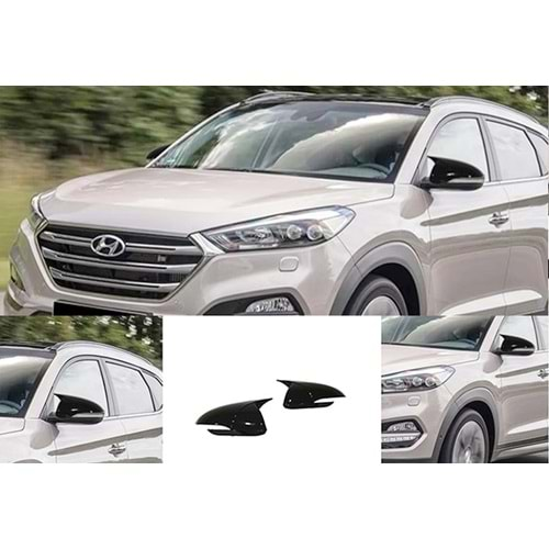 Hyundai Tucson 2015+ - Ayna Kapağı Batman V1 Stil Yapıştırma, Piano Black ABS Set