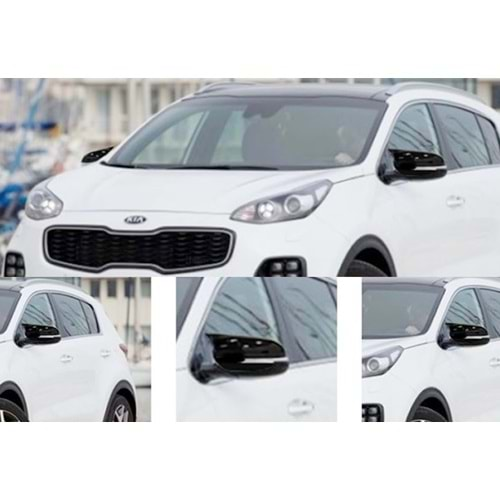 Kia Sportage 2015+ - Ayna Kapağı Batman V1 Stil Yapıştırma, Piano Black ABS Set