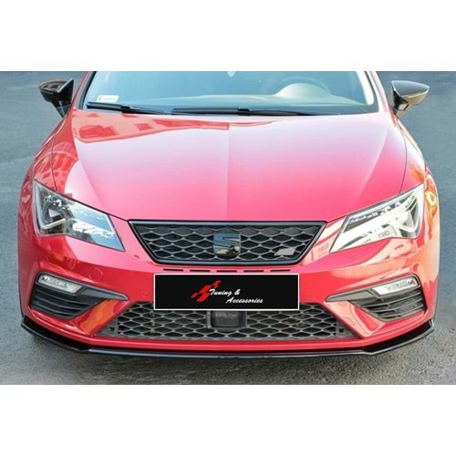 Seat Leon Mk3 FL 2017+ - Ön Lip Cupra FR Max Design, Piano Black Ürün Yüzeyi, Vkm.