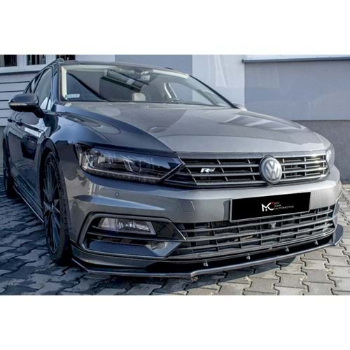 VW Passat B8 2015+ - Ön Lip Max R Line V1 Stil, Piano Black Vkm.