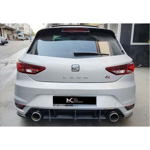 Seat Leon Mk3 2012+ - Difüzör Splitter Aero Max Design CNC 3W., Mat Siyah Vkm.