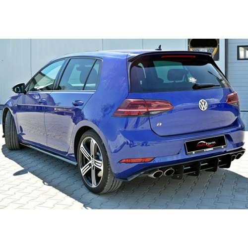 VW Golf Mk7 FL 2017+ - Difüzör Splitter R Max Design CNC 4W, Mat Siyah Vkm.