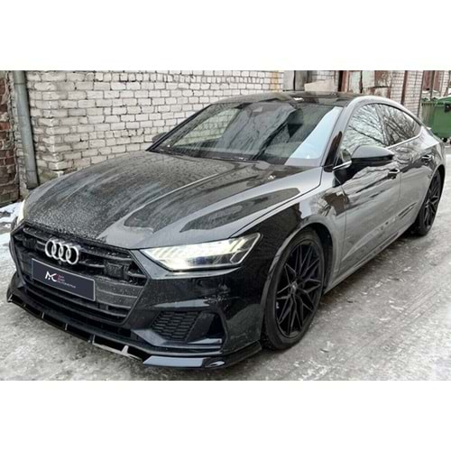 Audi A7 4G8 FL 2014+ - Ön Lip 4K A Plus+ S7 S Line V1 Stil, Piano Black Parlak Ürün Yüzeyi Vkm.