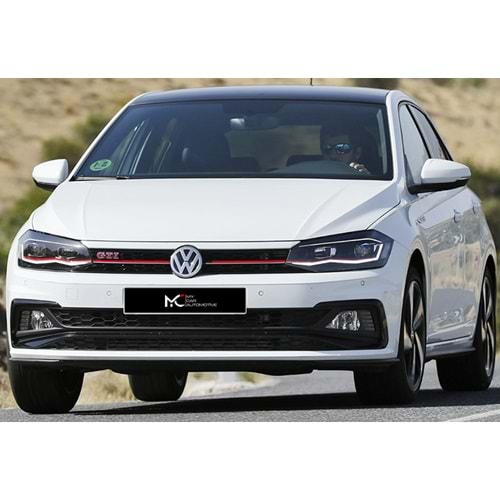 VW Polo Mk6 2017+ - Panjur GTI Stil, Kırmızı Şerit Piano Black Izgara ABS