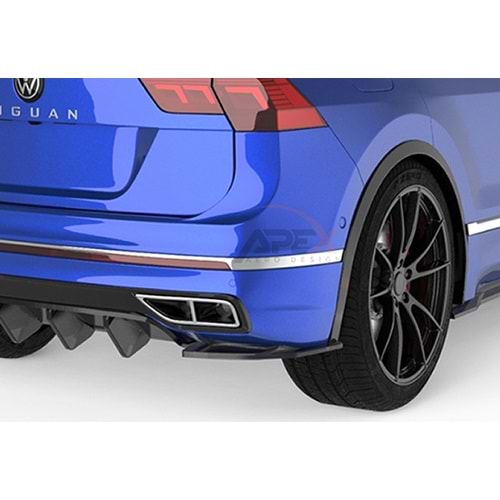VW Tiguan Mk2 FL 2020+ - Flap/Arka Yan, A Plus R/R Line V1 Stil, Piano Black Parlak Ürün Yüzeyi, Vakum, Set