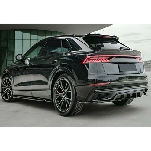Audi Q8 S Mk1 2019+ - Tampon Lipi/Arka, A Plus S/S Line V1 Stil, Piano Black Parlak Ürün Yüzeyi, Vakum